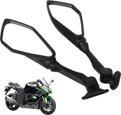 Vista 7 de Minho Espejos retrovisores plegables aptos para Kawasaki ZX6R ZX-6R ZX636 EX300 EX400 EX500 EX650, Honda CBR650R, Yamaha FZ6R, color negro, espejo