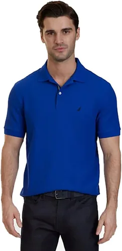 Vista 6 de Nautica playera polo clásica de mangas cortas, color sólido, para hombre Azul (Angel Blue)