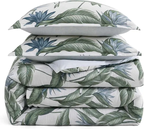 Vista 8 de Tommy Bahama - Juego de edredón tamaño Queen, ropa de cama costera de algodón suave con fundas de almohada, juego de cama floral tropical