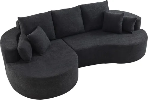 Vista 8 de Christopher Knight Home Carden - Sofá modular curvado de 106 pulgadas, cómodo sofá tapizado de tela con diván, moderno sofá nube con asiento Negro