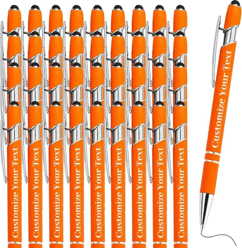 Vista 15 de Hasta 500 bolígrafos personalizados a granel con lápiz capacitivo, grabado, juego de bolígrafos con tu nombre, texto para mujeres de negocios
