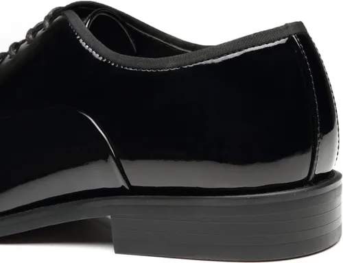 Vista 7 de Zapatos de esmoquin de charol zapatos de boda para hombres con punta de casquillo con cordones formales de negocios Oxford zapatos