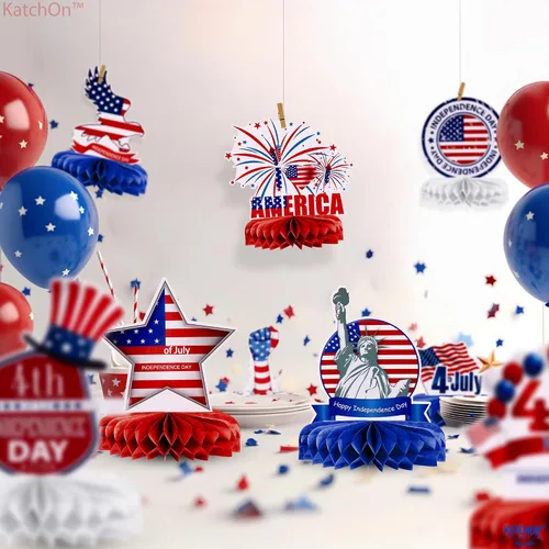 Vista 7 de KatchOn, Centros de mesa para mesas del 4 de julio, paquete de 9, decoraciones de mesa del 4 de julio, centros de mesa patrióticos para decoraciones