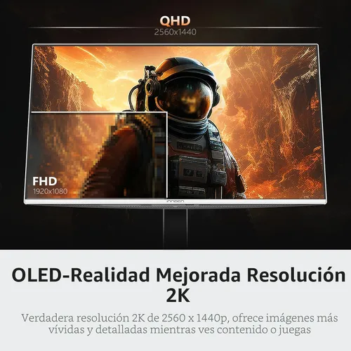 Vista 3 de INNOCN 27" QD-OLED 2K QHD 2560 x 1440P 280Hz 240Hz PC Monitor de consola de juegos, 0.03ms, HDR400, HDMI, DisplayPort, altavoz incorporado, soporte