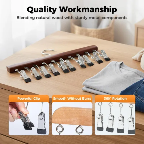 Vista 3 de Organizador de leggings para armario, perchas para pantalones con 10 clips, gancho de almacenamiento para ropa y sombreros, organizador colgante