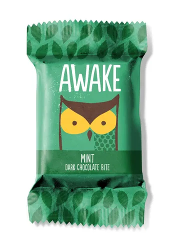 Vista 2 de Awake - Barras energéticas de chocolate con cafeína (Chocolate amargo con menta, 50 unidades (Paquete de 1))