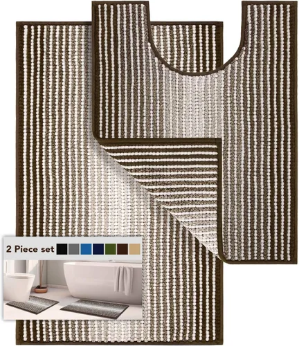 Vista 83 de BSICPRO Tapetes de baño de felpilla, 20 x 32 pulgadas, antideslizantes, absorbentes, suaves, peludos, para baño, lavables a máquina (salvia)