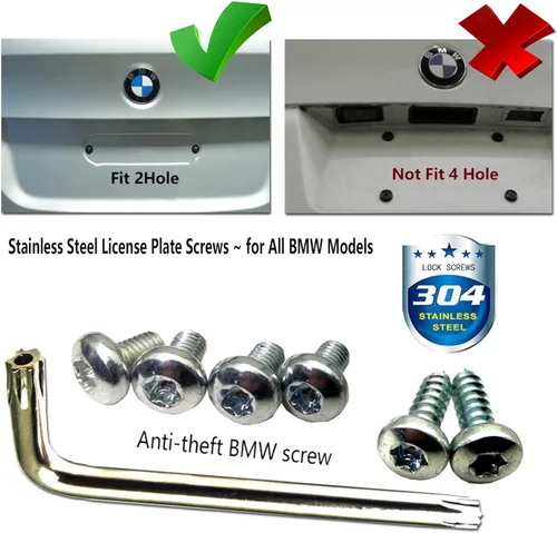 Vista 5 de Marco de soporte para matrícula trasera Aootf - Compatible con BMW Serie 1 a 6, soporte para etiqueta con tuercas de expansión enchufables y marco