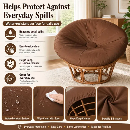 Vista 6 de Papasan - Funda de cojín para silla, cojín para interiores y exteriores, impermeable, con banda elástica diseñada para cojín Papasan