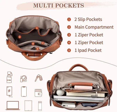 Vista 6 de Bolso tipo mochila para mujer, RAVUO de piel sintética, mini mochila de moda para mujer, tres formas de llevar, S
