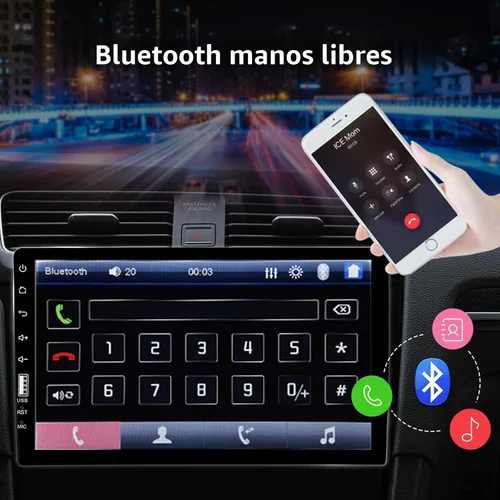 Vista 4 de Estéreo de automóvil de un solo DIN con Bluetooth de 9 pulgadas, pantalla táctil HD, estéreo para automóvil con cámara de respaldo + micrófono