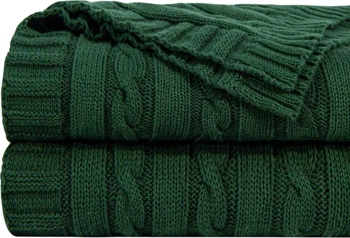 Vista 26 de NTBAY Manta de punto trenzado de 100 % algodón puro, súper suave y cálida de 51 x 67 pulgadas, para sofá, silla, cama, extra acogedora, lavable a