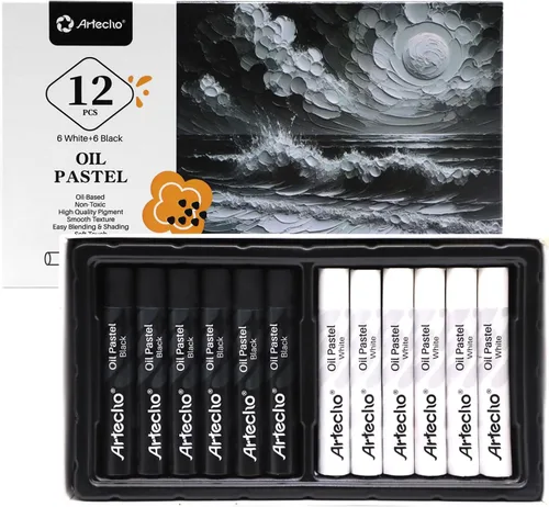 Vista 13 de Artecho Juego de 12 colores pasteles metálicos al óleo suaves para pintura artística, dibujo, mezcla (0.394 x 2.756 in)