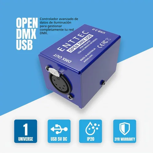 Vista 5 de Enttec Open DMX USB 70303 - Controlador de interfaz de iluminación (código abierto/hardware) Bundle SIRS-E Adaptador XLR de 5 pines a 3 pines