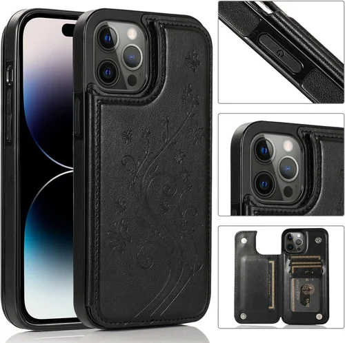 Vista 2 de Asuwish Funda compatible con iPhone 15 Pro de 6.1 pulgadas con protector de pantalla de vidrio templado, tarjetero; soporte para tarjeteros; funda