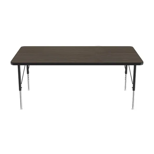 Vista 4 de Correll - Mesa de actividades rectangular Econoline de 30 x 60 pulgadas, parte superior de melamina de nogal con forma, altura ajustable