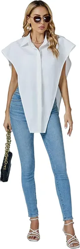 Vista 6 de Umenlele Blusa de gran tamaño con cuello y botones para mujer