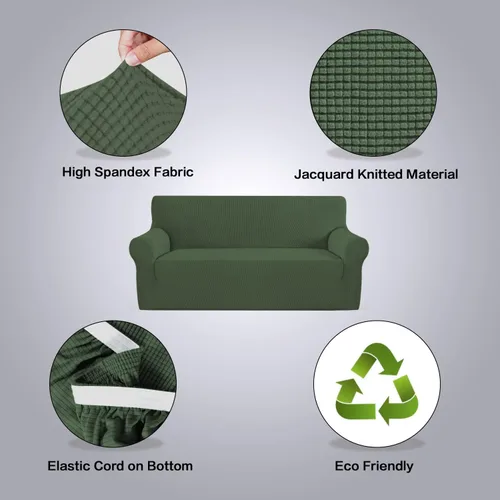 Vista 4 de H.VERSAILTEX Funda elástica para sofá, fundas suaves para muebles de 3 cojines, con tela jacquard gruesa a cuadros con parte inferior elástica, sofá