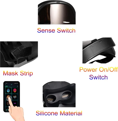 Vista 2 de Máscara LED con Bluetooth programable máscara de luz de Halloween para fiesta de máscaras máscara de cosplay