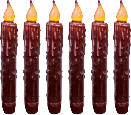 Vista 12 de CVHOMEDECO. Velas de cera real sumergidas a mano, funciona con pilas, temporizador, velas cónicas sin llama primitivas del país, 6-3/4 pulgadas