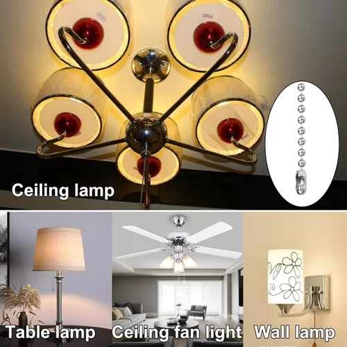Vista 3 de Ceiling Fan Pull Chain Extender,Each Chain Length 158-inch(4 Meter) with 12 Connectors,Standard 3 mm Diameter Beaded Ball, Fit for Pull String Light