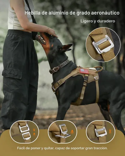 Vista 3 de FAYOGOO Arnés táctico para perros para razas pequeñas y medianas, arnés de malla transpirable para perro, a prueba de escapes, con asa, chaleco
