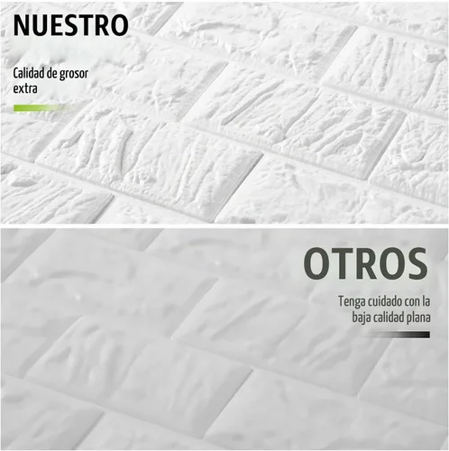 Vista 4 de Tinlade 30 Piezas 28.81 Pies Cuadrados Paneles de Pared 3D Despegar y Pegar Papel Tapiz de Ladrillo de Espuma Imprimible Paneles de Pared de Blanco