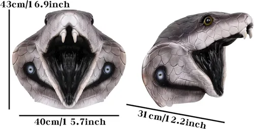 Vista 3 de Máscara de piel de serpiente, máscara de cabeza de cobra animal