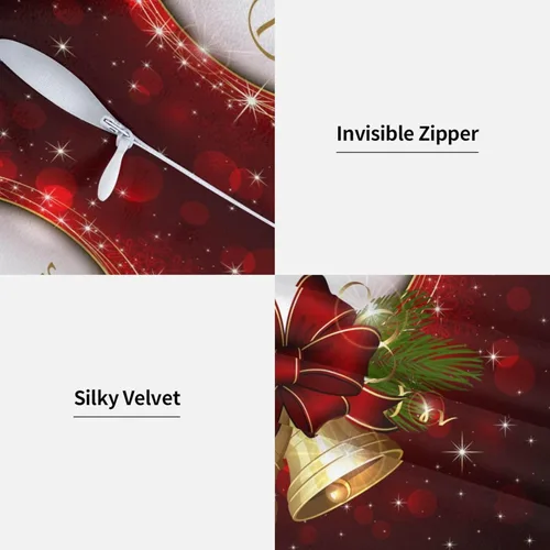 Vista 5 de Juego de 2 fundas de almohada decorativas con diseño de campanas de árbol de Navidad de 16 x 16 pulgadas, fundas de almohada decorativas