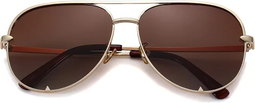 Vista 4 de Pro Acme Trendy Oversized Polarized Aviator Sunglasses for Women Men Stylish Metal Frame with Triangle Notches