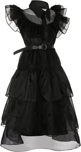 Vista 6 de Hkiytime Wednesday Addams - Disfraz de niña para cosplay, fiesta de disfraces