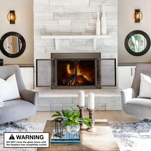 Vista 6 de UniFlame - Logan - Puertas de chimenea estilo gabinete con vidrio templado ahumado
