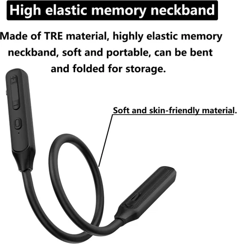 Vista 5 de Auriculares inalámbricos Bluetooth para el cuello, V5.2 con micrófono, banda para el cuello, auriculares Bluetooth, 35 horas de tiempo