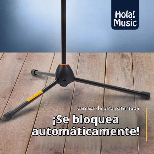 Vista 7 de Soporte de micrófono Hola! Music con altura ajustable para uso en hogar, estudio, oficina o escenario – Bajo perfil (bombo)