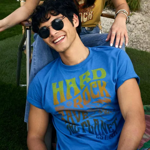 Vista 2 de Hard Rock Camiseta unisex para festivales Save The Planet Vivid Blue