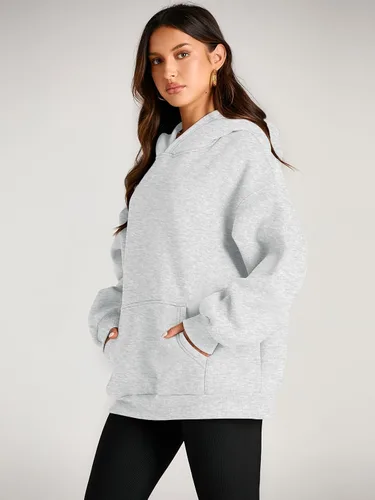 Vista 3 de EFAN - Sudadera con capucha para mujer - Sudadera de vellón sobredimensionada con mangas largas para otoño e invierno, ropa de moda inspirada