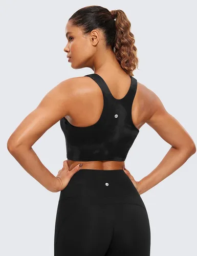 Vista 2 de CRZ YOGA Butterluxe - Brasier deportivo de cuello alto y espalda cruzada para mujer, camiseta corta acolchada para entrenamiento con brasier