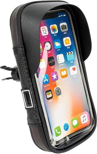 Vista 6 de Bolsa de soporte para teléfono de bicicleta, soporte impermeable para teléfono de bicicleta con pantalla táctil y visera solar, bolsa de teléfono