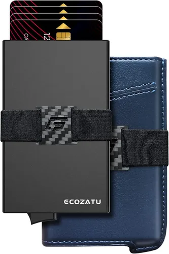 Vista 10 de Cartera delgada de aluminio con tarjetero, Negro carbón, Minimalista