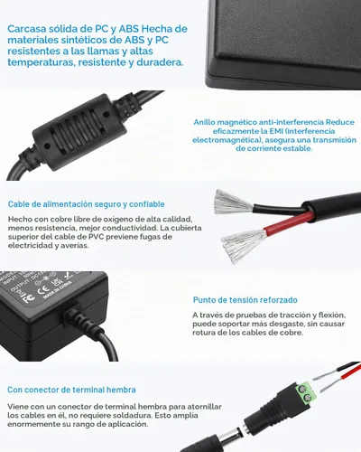 Vista 4 de ALITOVE Fuente de alimentación de 12V 3A DC 12 voltios 3A 36W AC/DC adaptador de corriente 100 ~ 240V AC a DC 12V Convertidor, Negro