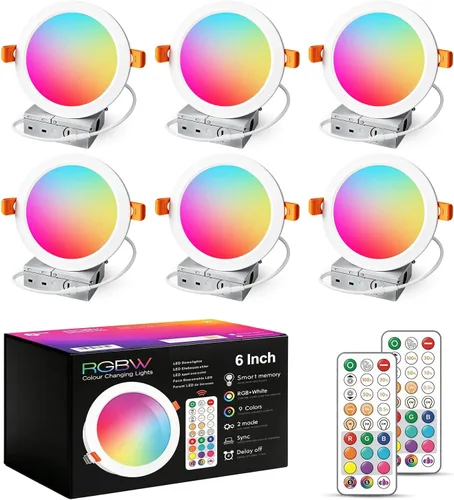 Vista 10 de HEKEE Luces LED empotrables empotradas, cambio de color, 4 pulgadas, luces de techo empotradas (paquete de 6)