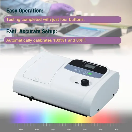 Vista 3 de M&A INSTRUMENTS Espectrofotómetro visible V-5000 325-1000nm 4nm ancho de banda Digital Vis spectrophotometer with manual wavelength setting