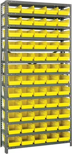 Vista 306 de Quantum QSBU-245BK Heavy Duty Shelving Unit with (7) Shelves and (24) QUS245 Black Bins for Garage Warehouse Storage Distribution 400 lb Load