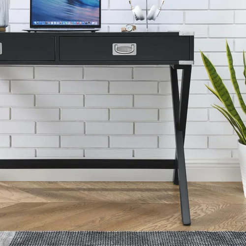 Vista 7 de ECLYL Escritorio para computadora con almacenamiento, escritorio de madera maciza con cajones, mesa de estudio moderna para oficina en casa