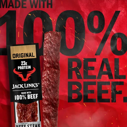 Vista 3 de Jack Link's Carne de Res en Filete, Original - Snacks de Proteína, Snack de Carne con 23g de Proteína, Hecho con 100% Carne, Envase a Granel
