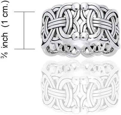 Vista 2 de Viking Braided Wedding Band Borre Knot Norse Celtic 10mm Sterling Silver Ring(Sizes 4,5,6,7,8,9,10,11,12,13,14,15)