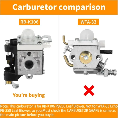 Vista 2 de Kit de filtro de aire de carburador PB250 para soplador de hojas Echo ES-250 RB-K106 PB-250 Soplador PB-250LN 165 Mph y 391 Cfm A021003661