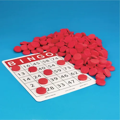 Vista 4 de Chips de bingo silenciosos, rojo (paquete de 250)