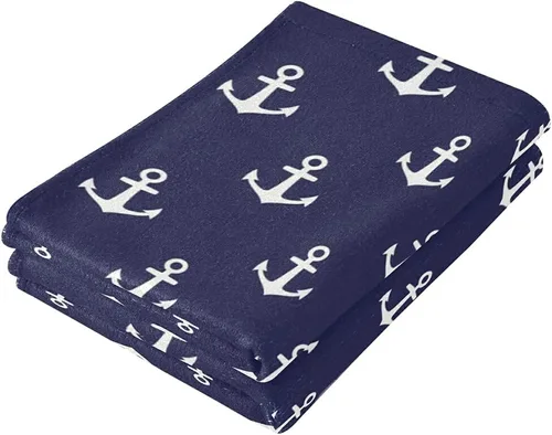 Vista 7 de Toalla de mano de baño de ancla, 2 piezas, toallas de mano absorbentes náuticas a rayas blancas, anclajes marinos, toalla facial suave