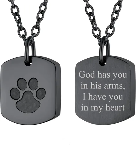Vista 225 de FindChic Collares personalizados con urna para cenizas, barra vertical, gato, luna, reloj de arena, garra de perro, acero inoxidable, chapado en oro